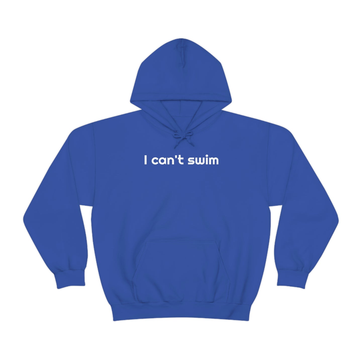 I can't swim blue hoodie